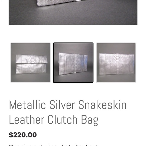 XLG Slim~Glamours Shiny Silver Reptile Textured Envelope Fashion Handbag Purse - Picture 12 of 16